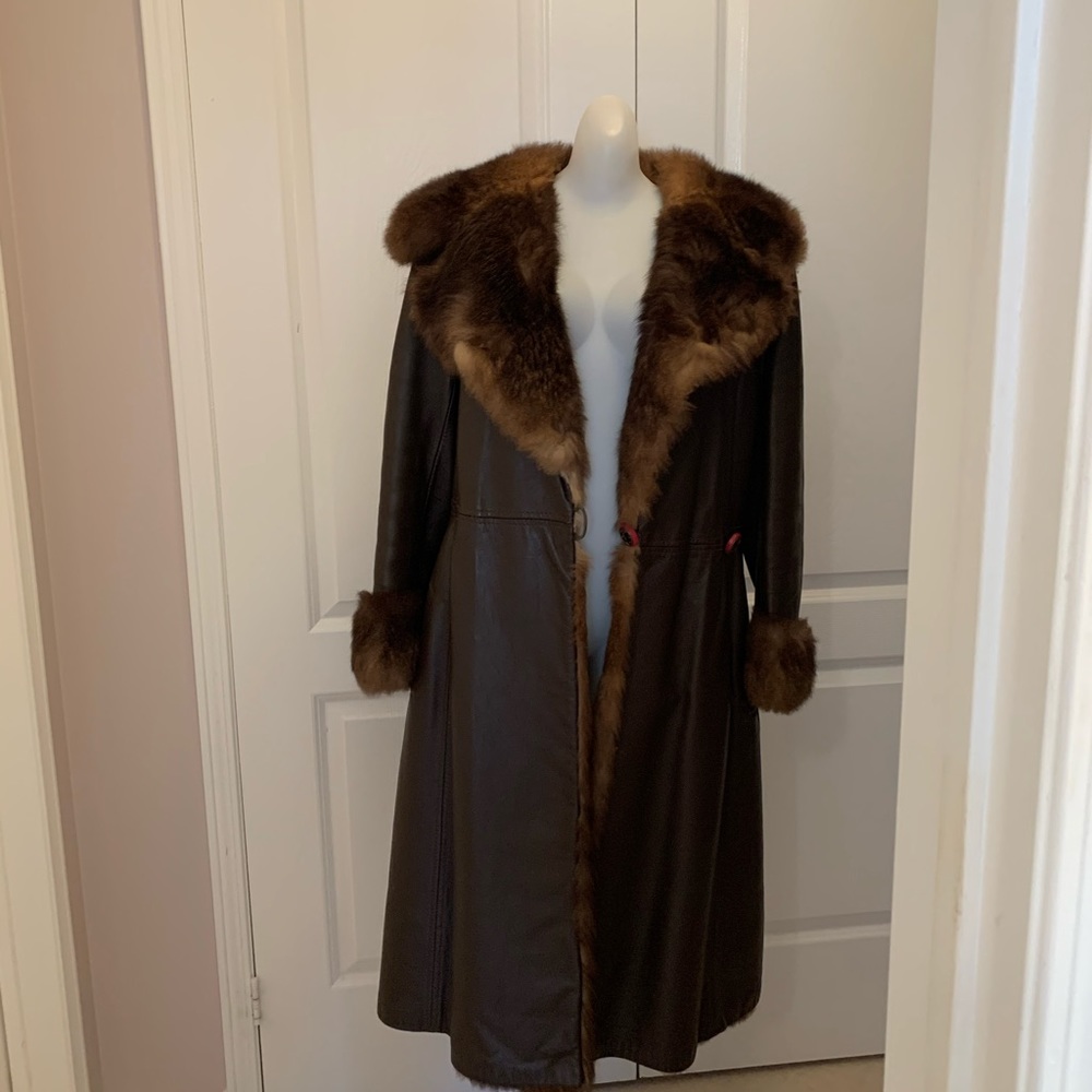 Vintage Leather Fur Coat